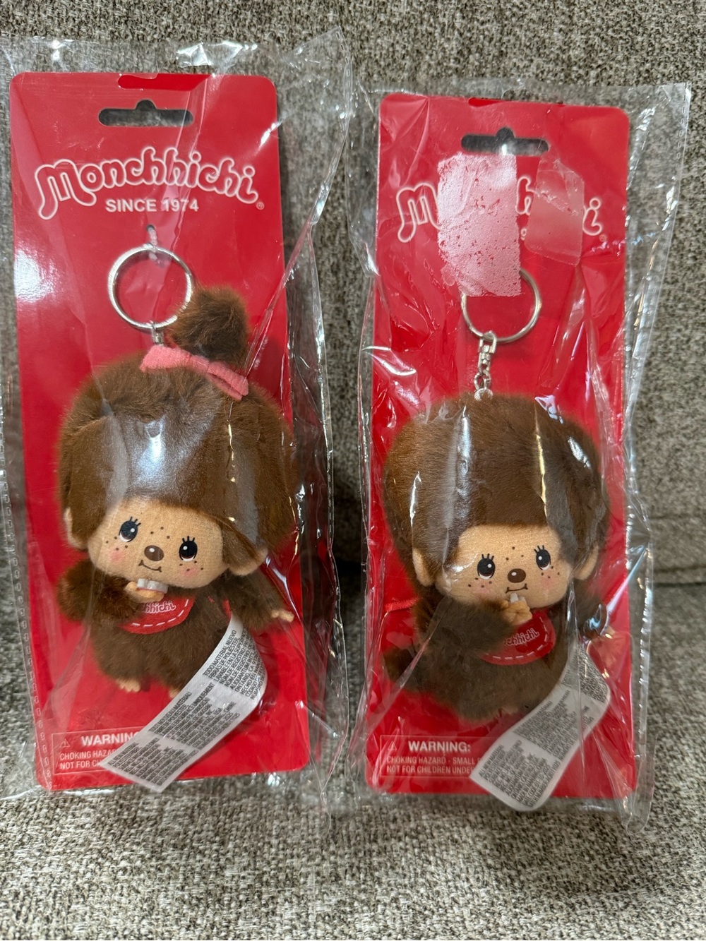 Monchhichi Brown Plush Keychain Set